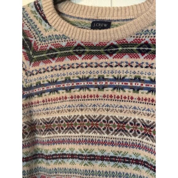 J. Crew Wool-Blend Fair Isle Crewneck Sweater L - Picture 4 of 9